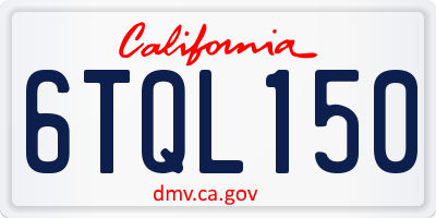 CA license plate 6TQL150