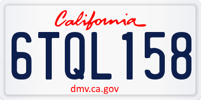 CA license plate 6TQL158