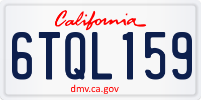 CA license plate 6TQL159