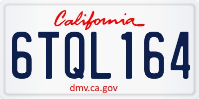 CA license plate 6TQL164