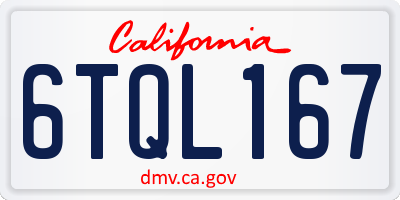 CA license plate 6TQL167