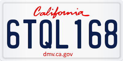 CA license plate 6TQL168