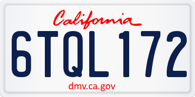 CA license plate 6TQL172