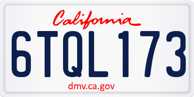 CA license plate 6TQL173