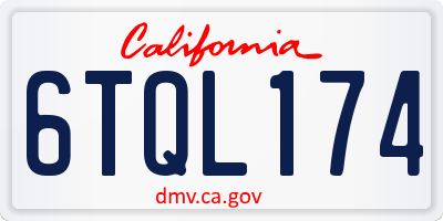 CA license plate 6TQL174