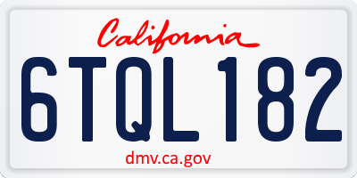 CA license plate 6TQL182