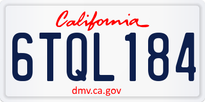 CA license plate 6TQL184