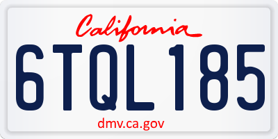 CA license plate 6TQL185