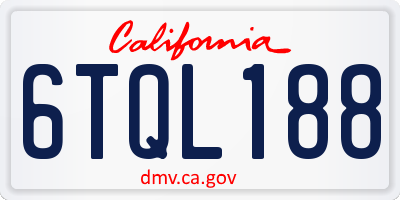 CA license plate 6TQL188