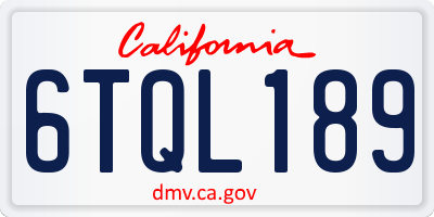 CA license plate 6TQL189