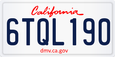 CA license plate 6TQL190