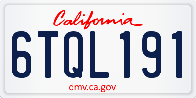 CA license plate 6TQL191