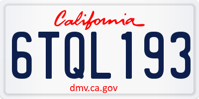 CA license plate 6TQL193