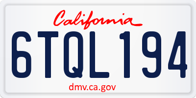 CA license plate 6TQL194