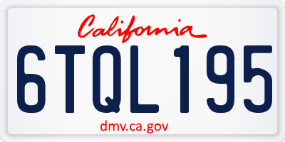 CA license plate 6TQL195