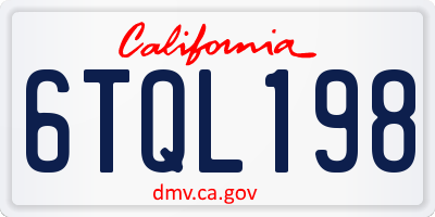 CA license plate 6TQL198