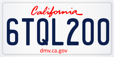 CA license plate 6TQL200