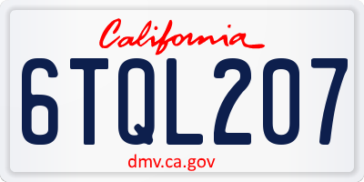 CA license plate 6TQL207