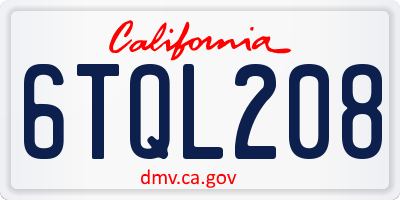 CA license plate 6TQL208