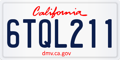 CA license plate 6TQL211