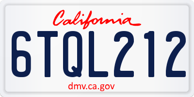 CA license plate 6TQL212