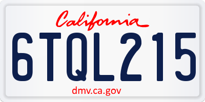 CA license plate 6TQL215