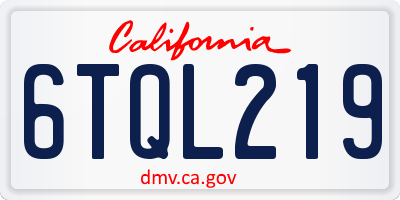 CA license plate 6TQL219