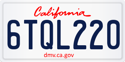 CA license plate 6TQL220