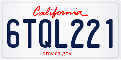 CA license plate 6TQL221