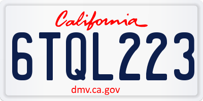 CA license plate 6TQL223