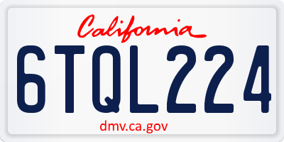 CA license plate 6TQL224