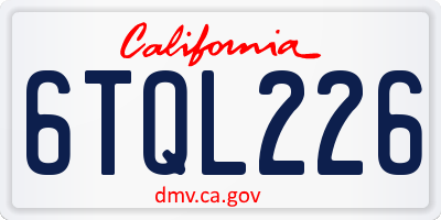 CA license plate 6TQL226