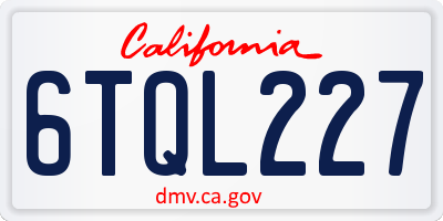 CA license plate 6TQL227