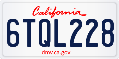 CA license plate 6TQL228