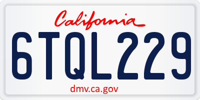 CA license plate 6TQL229