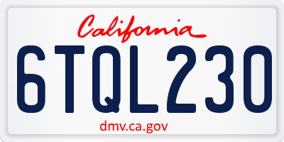 CA license plate 6TQL230