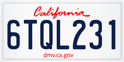 CA license plate 6TQL231