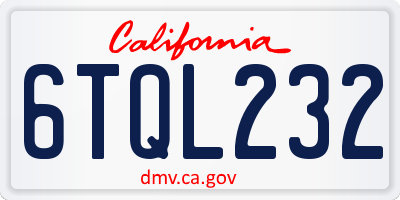 CA license plate 6TQL232