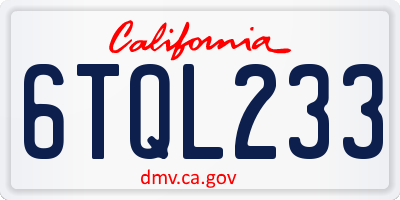 CA license plate 6TQL233