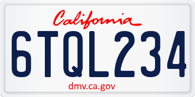 CA license plate 6TQL234