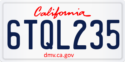 CA license plate 6TQL235