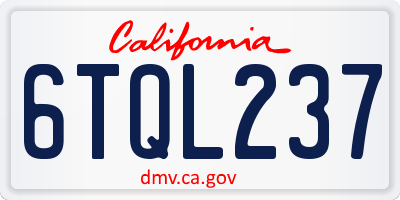 CA license plate 6TQL237