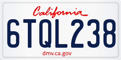 CA license plate 6TQL238