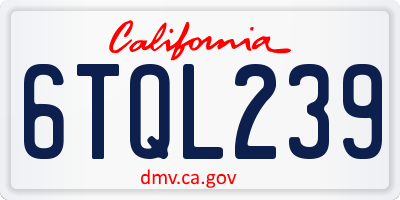 CA license plate 6TQL239