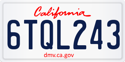 CA license plate 6TQL243