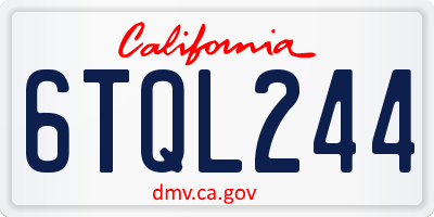 CA license plate 6TQL244