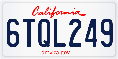 CA license plate 6TQL249