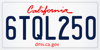 CA license plate 6TQL250