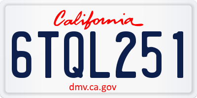 CA license plate 6TQL251