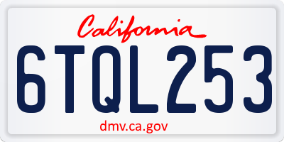 CA license plate 6TQL253